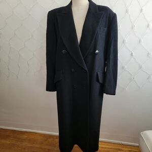 Vintage Camel Hair Trench Coat / Black / Size Medium to Large